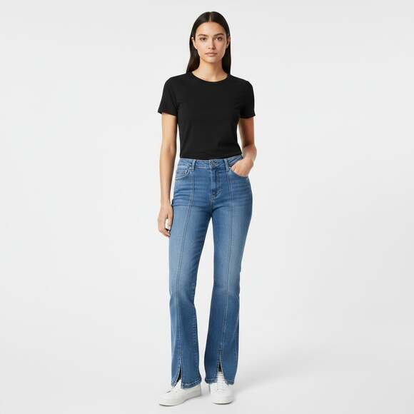 Free People Denim - Free People We the Free Flare Jeans Front Pintuck Seam Blue Size 26 Mid Rise